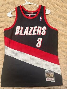 Mitchell & Ness Portland Trail Blazers Black & Red Jersey